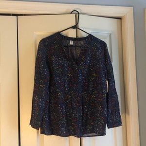 navy floral print top